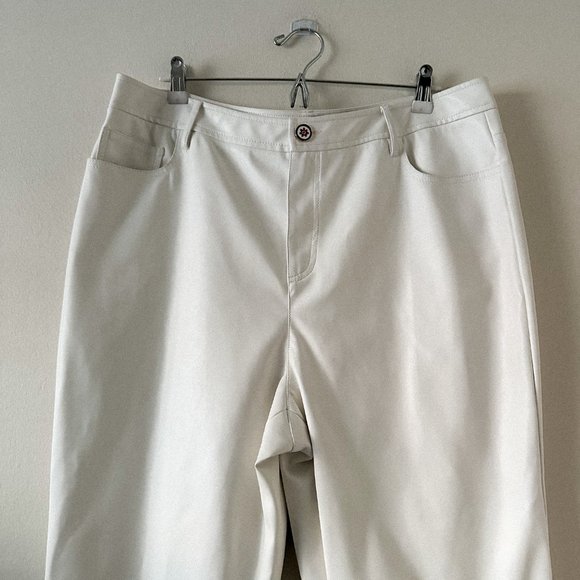 STAUD Eli Ivory White Vegan Leather Straight Leg Pants Size 16 - Picture 5 of 13